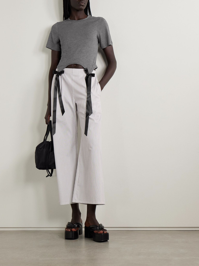 Simone Rocha Bow-embellished satin-trimmed Lyocell-jersey T-shirt Gray outlook