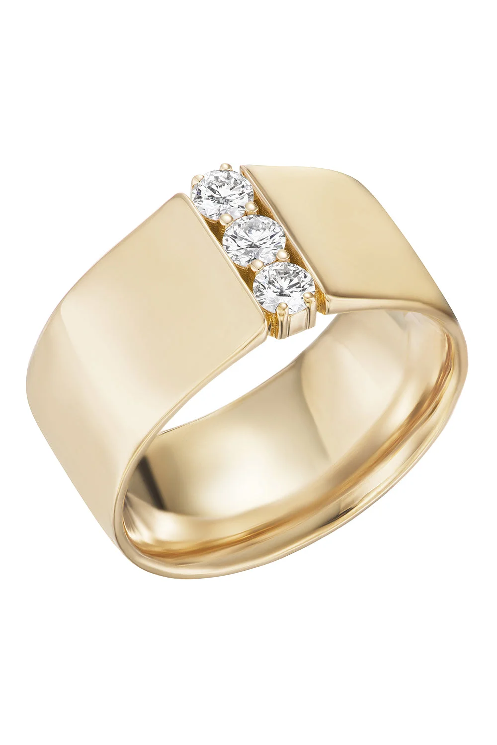 Diamond Small Honey Cigar Band Ring - 1