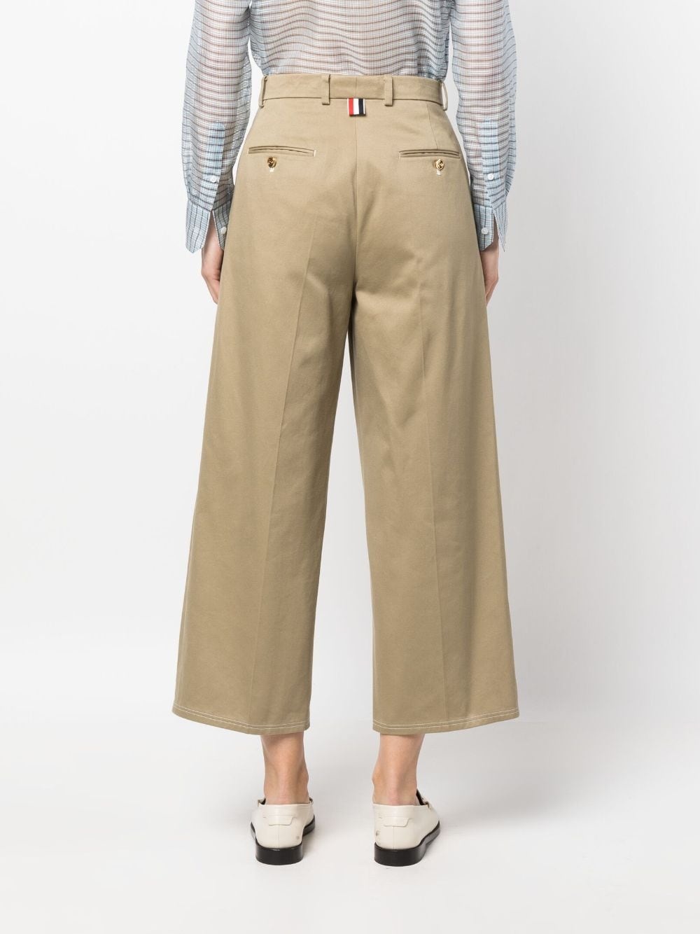pleated cropped cotton trousers - 4