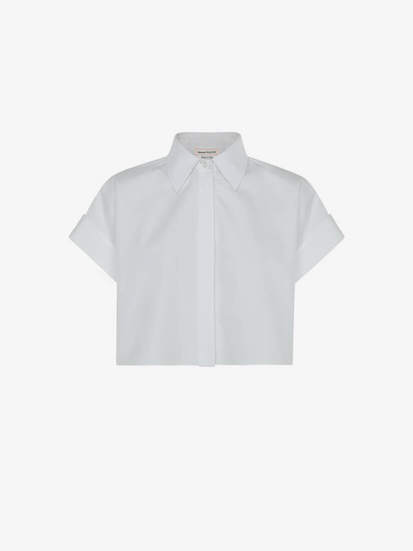 Women's Cropped Boxy Shirt in Optic White - 1
