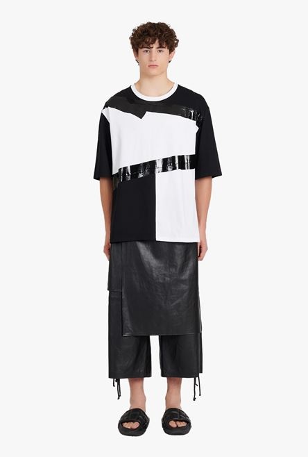 Oversized white and black eco-designed cotton T-shirt - 4