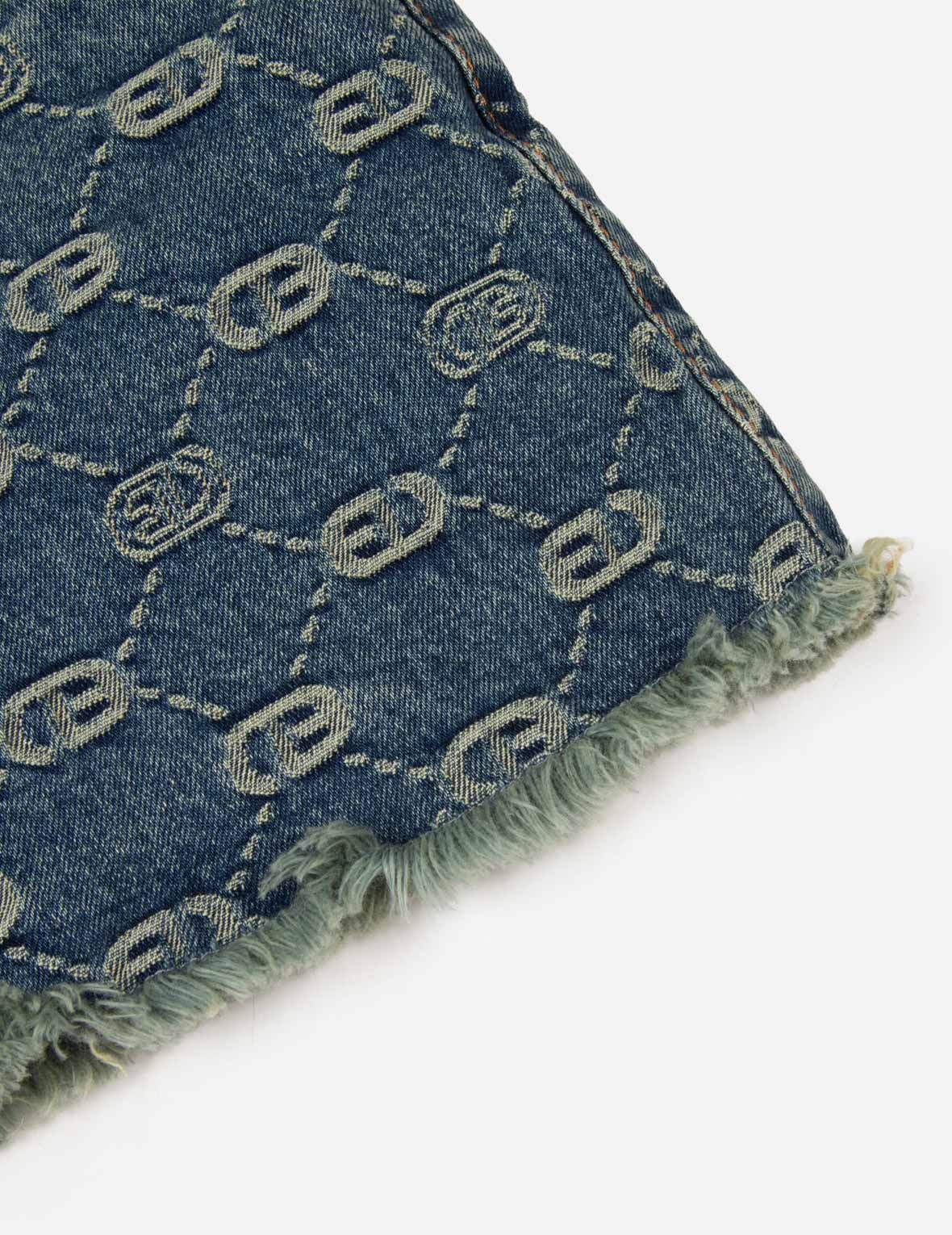 2-IN-1 ALLOVER LOGO JACQUARD REGULAR FIT DENIM SKIRT - 9