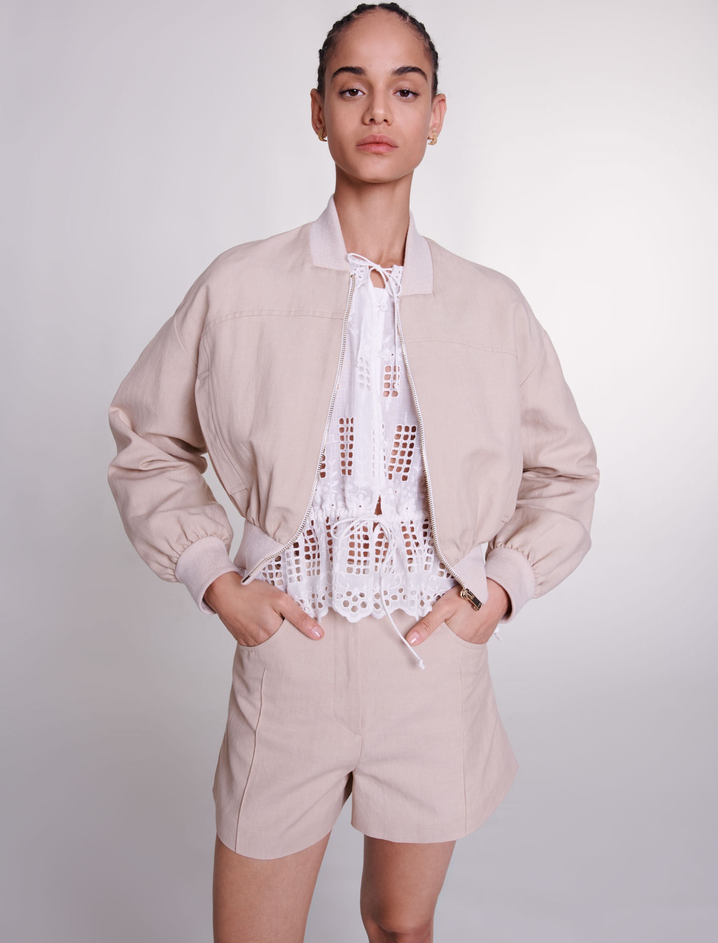 Cropped linen jacket - 8