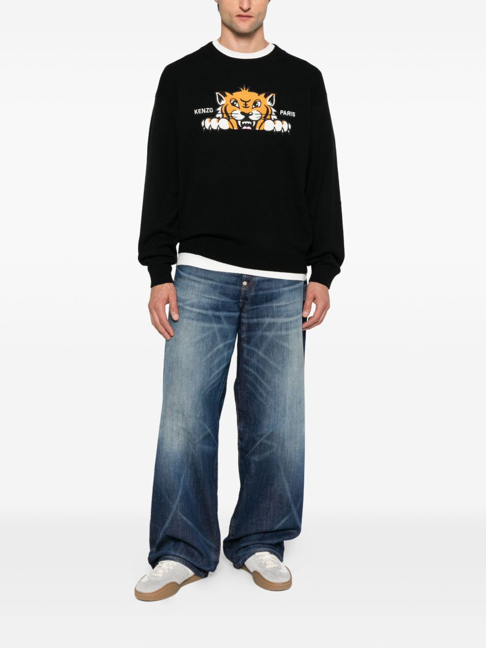embroidered-tiger crew-neck sweater - 2