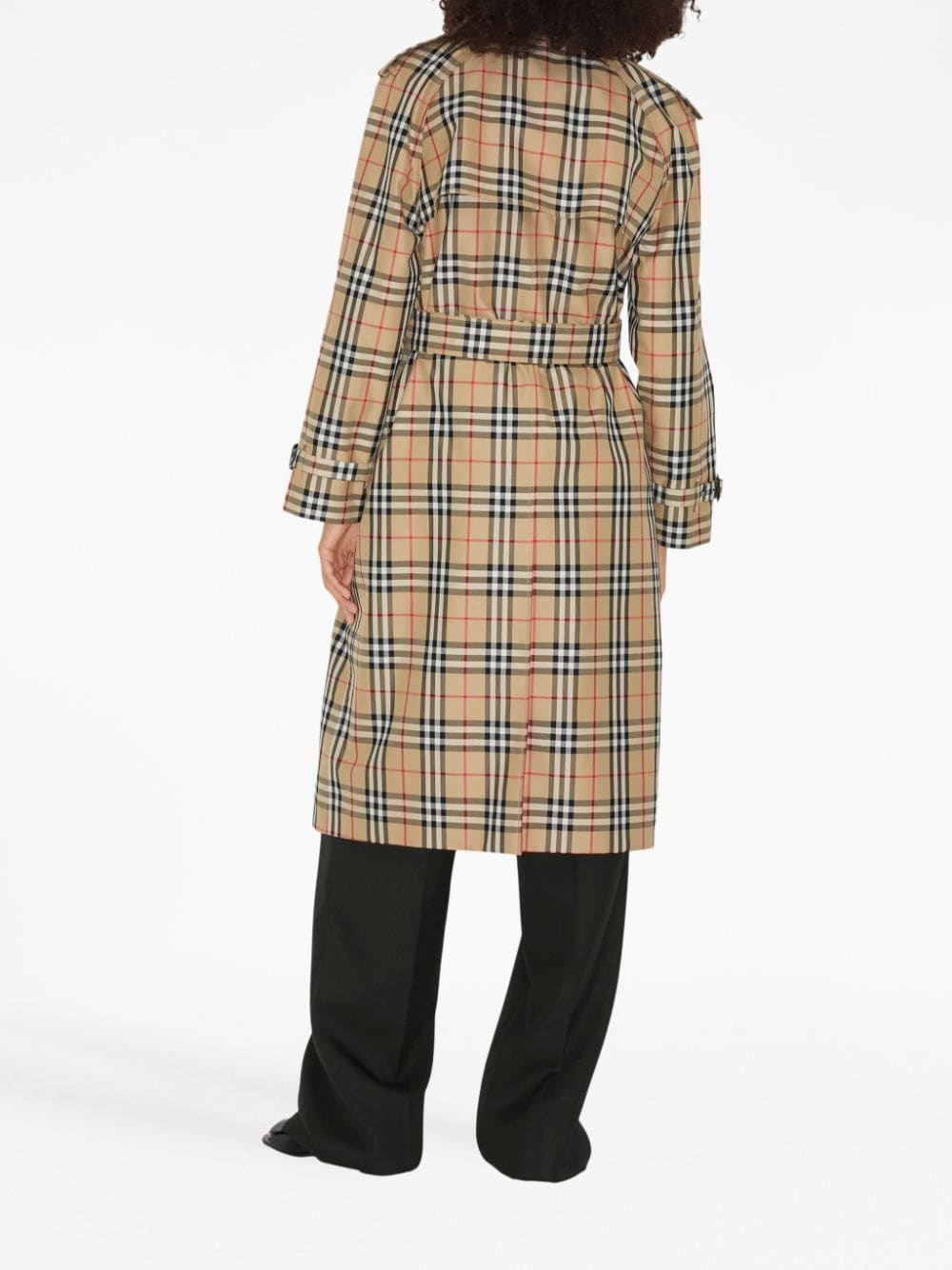 Vintage Check-print trench coat - 4