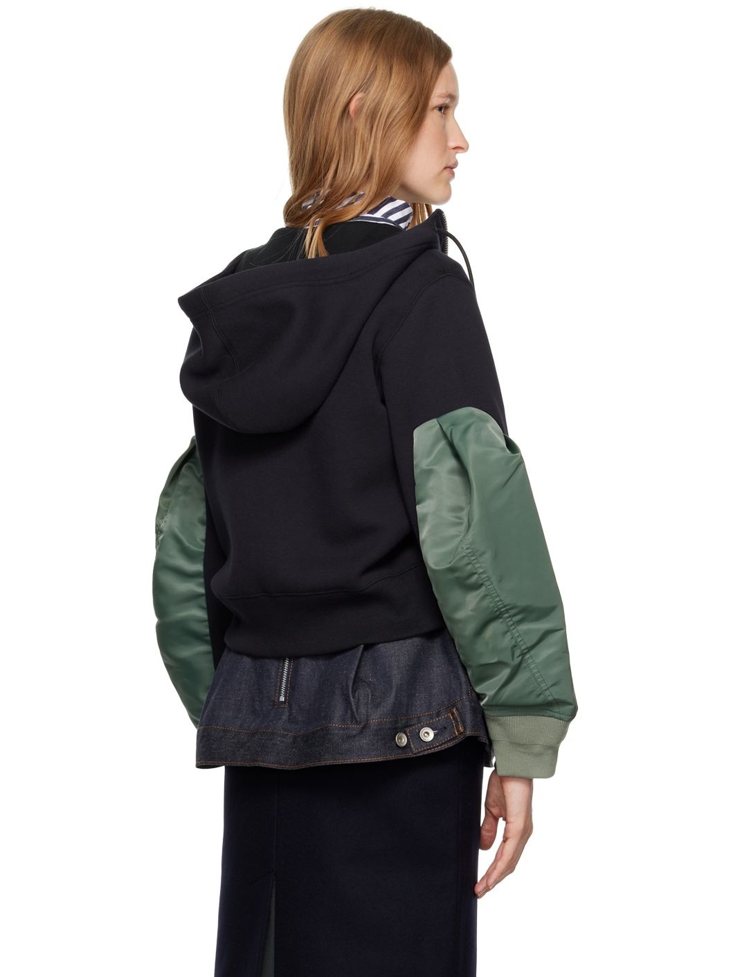 Navy & Green Paneled Hoodie - 3