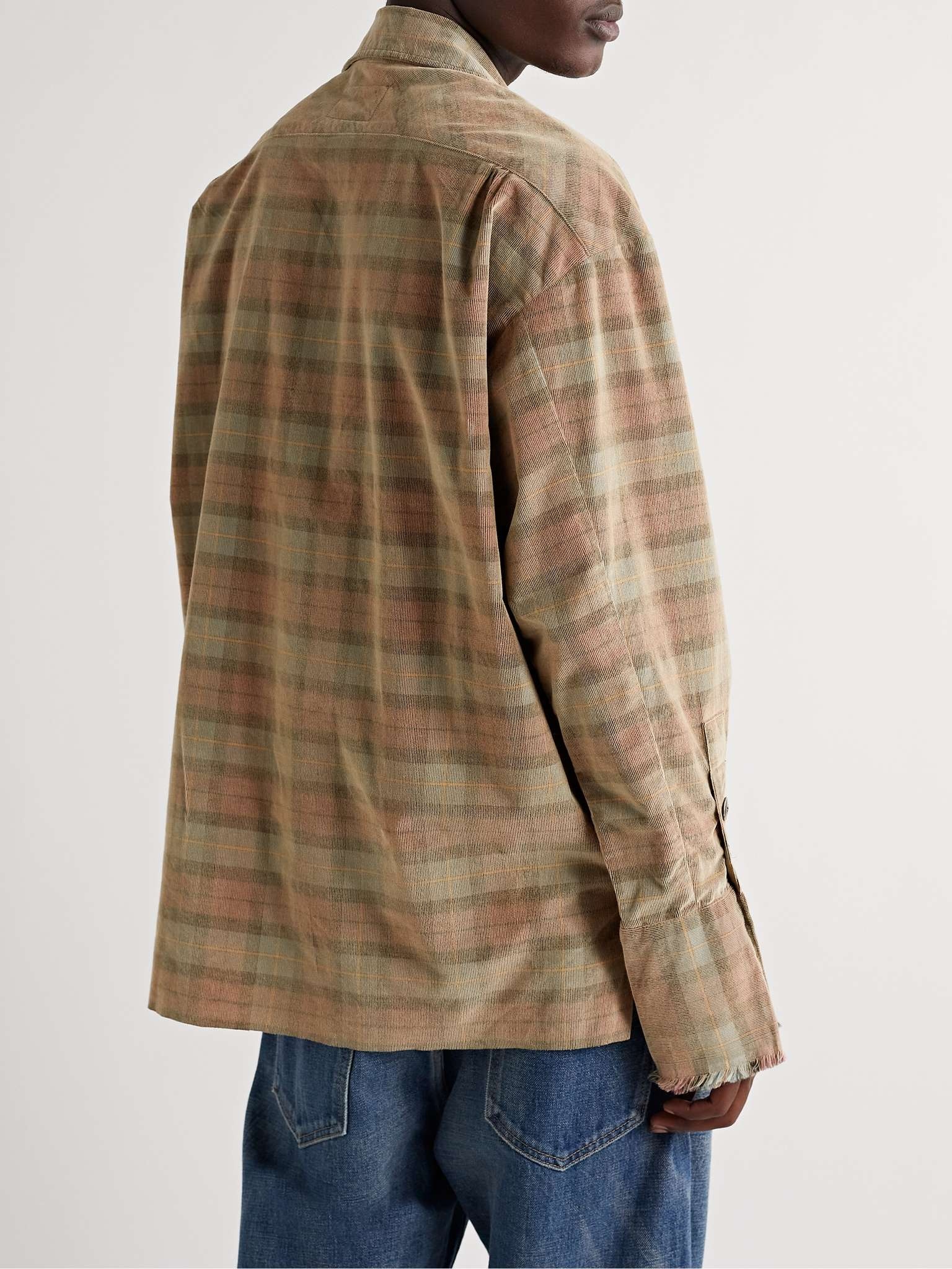 Haze Camp-Collar Distressed Checked Cotton-Flannel Shirt - 4