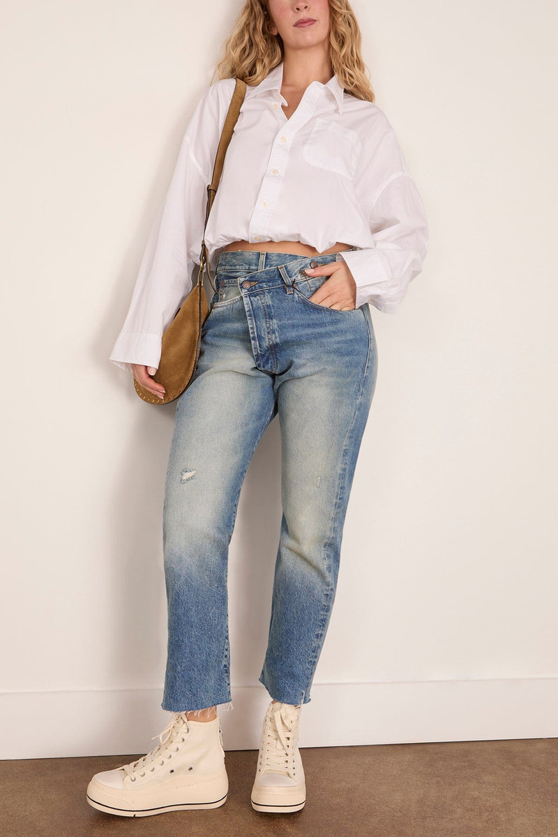 R13 Crossover Bubble Shirt in White outlook