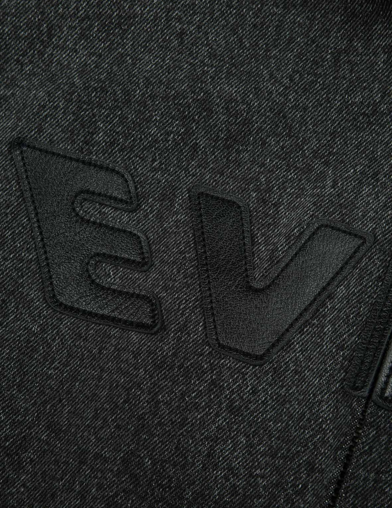 LEATHER LOGO AND SEAGULL APPLIQUÉ REGULAR FIT DENIM MOTO JACKET 10