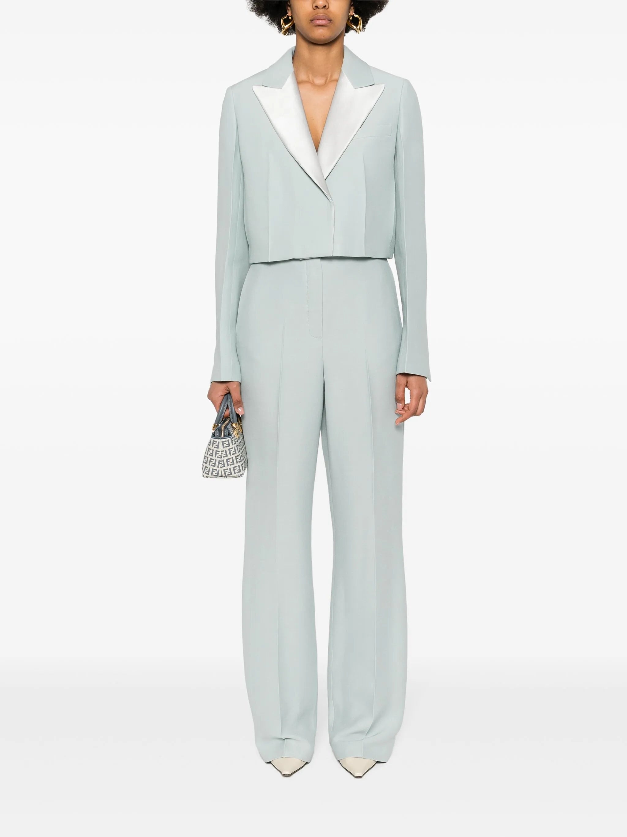 Cropped Contrast-panel Blazer - 3