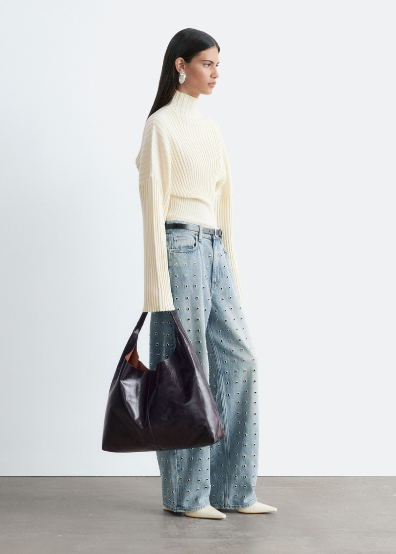Wide-Leg Eyelet Jeans 6