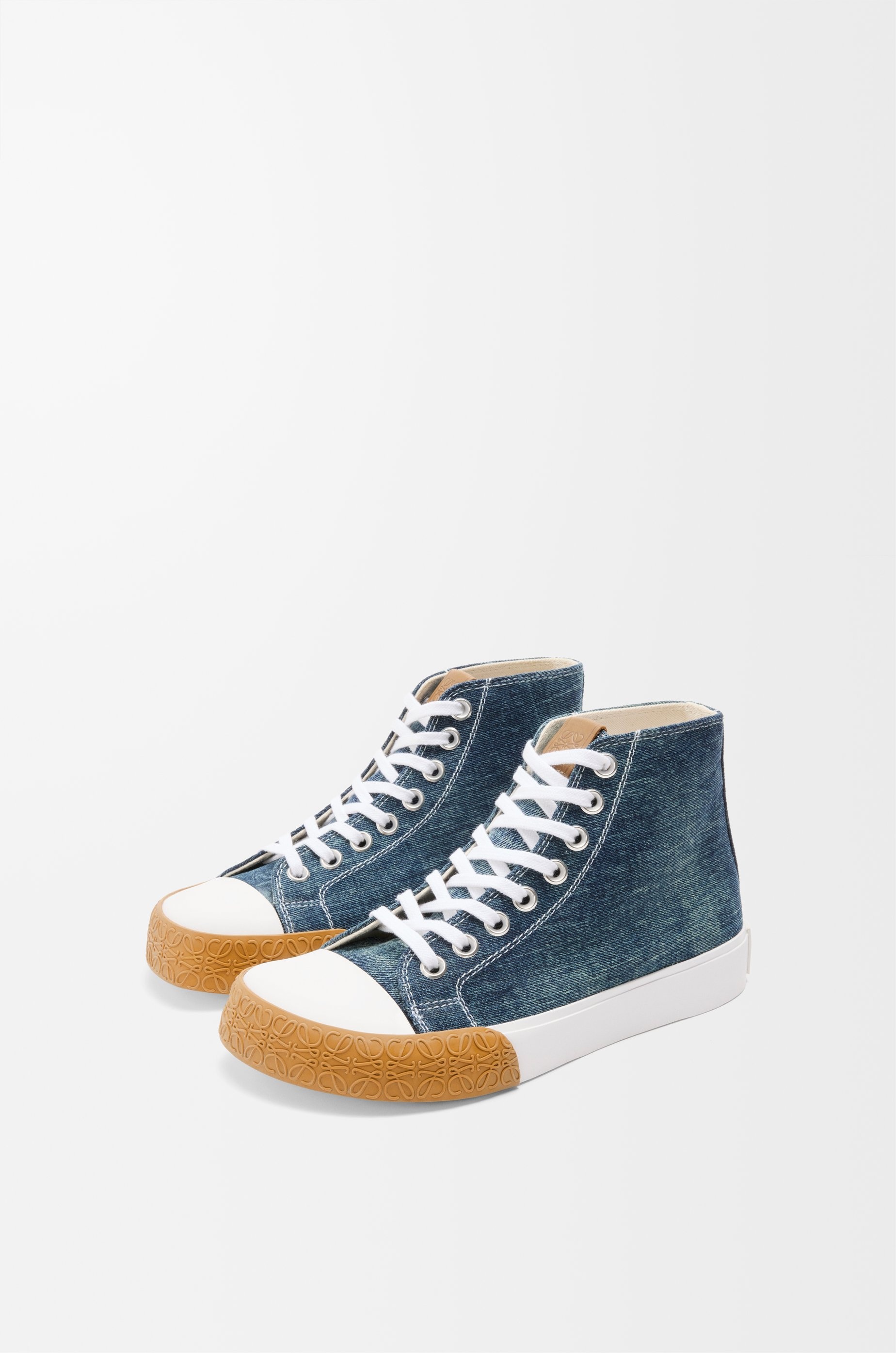 Bloc high-top sneaker in denim - 3