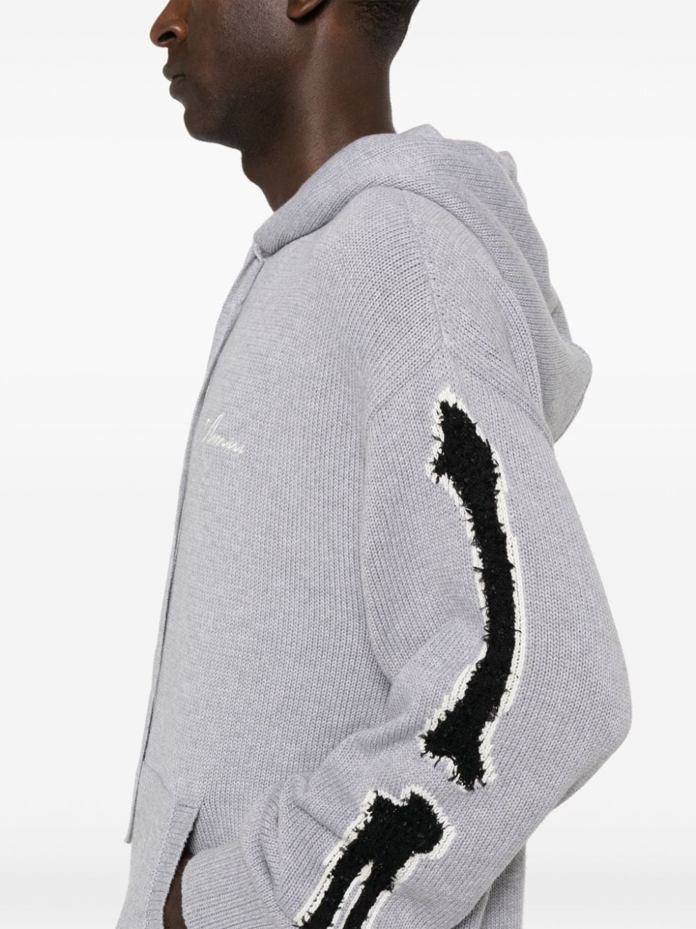 logo-embroidered knitted hoodie - 5