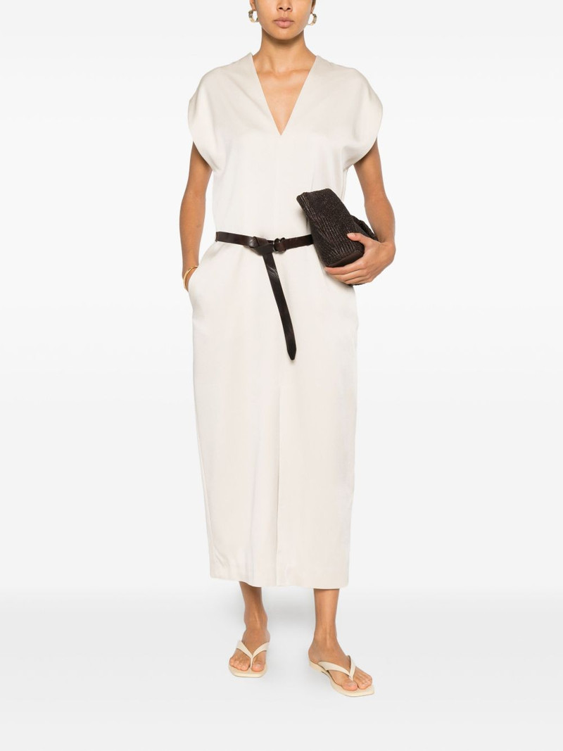 Brunello Cucinelli V-neck midi dress outlook