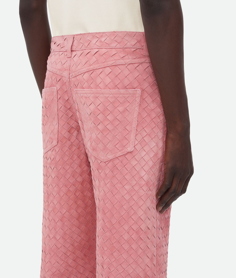 Suede Intrecciato Leather Trousers 5