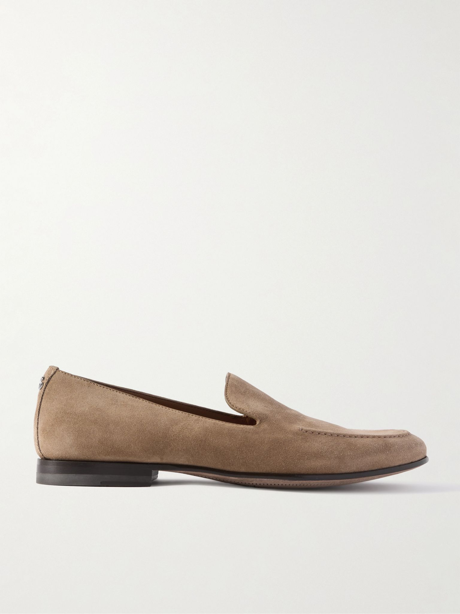 Logo-Embellished Suede Loafers Light brown - 1