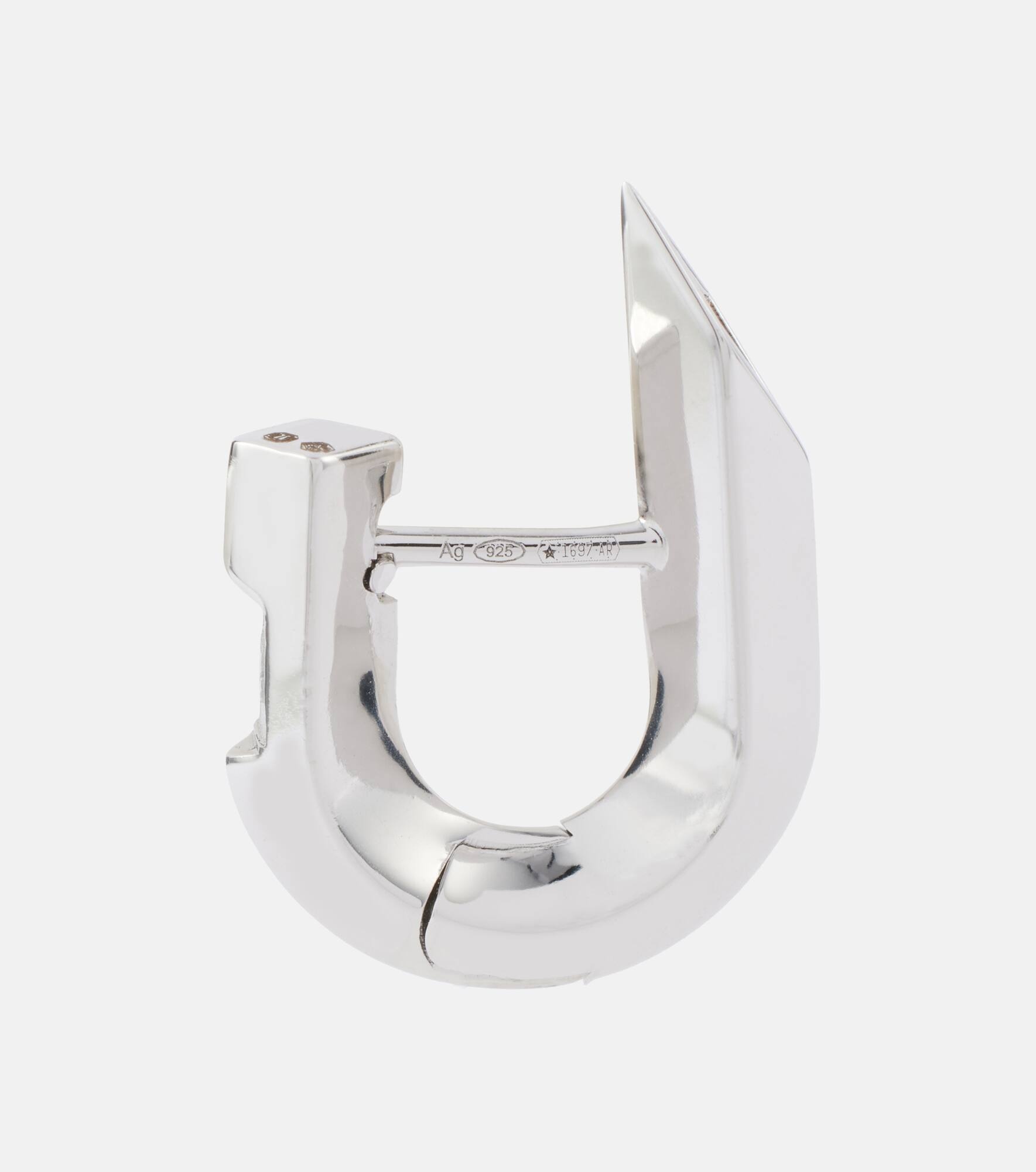 Hollow Spike sterling silver hoop earrings - 2