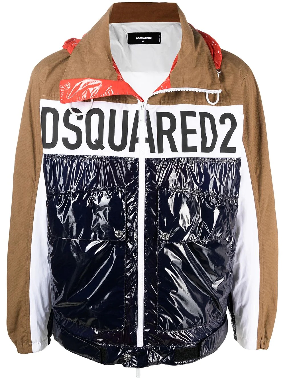 logo-print colour-block windbreaker - 1