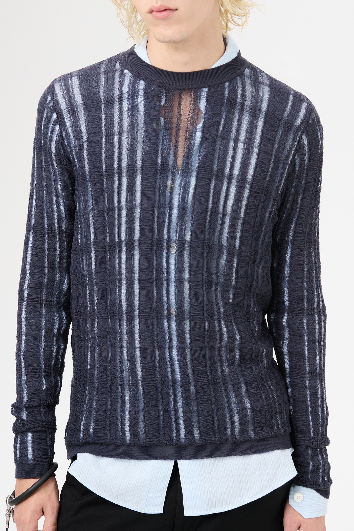 Formal Roundneck Washed Navy Tech Cotton - 5