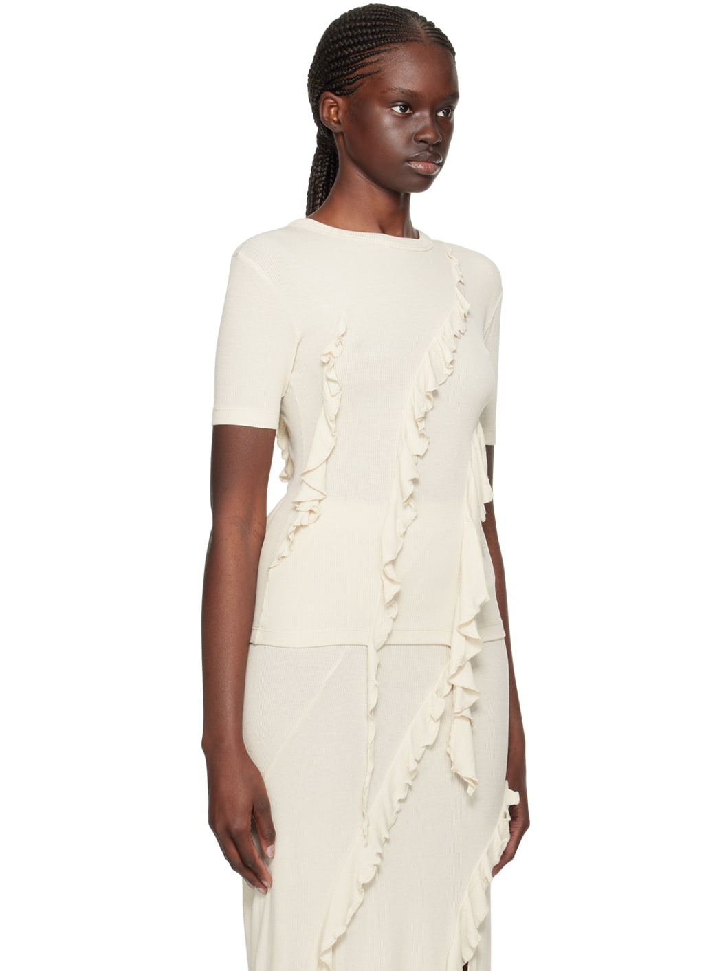 Beige Ruffle T-Shirt - 2