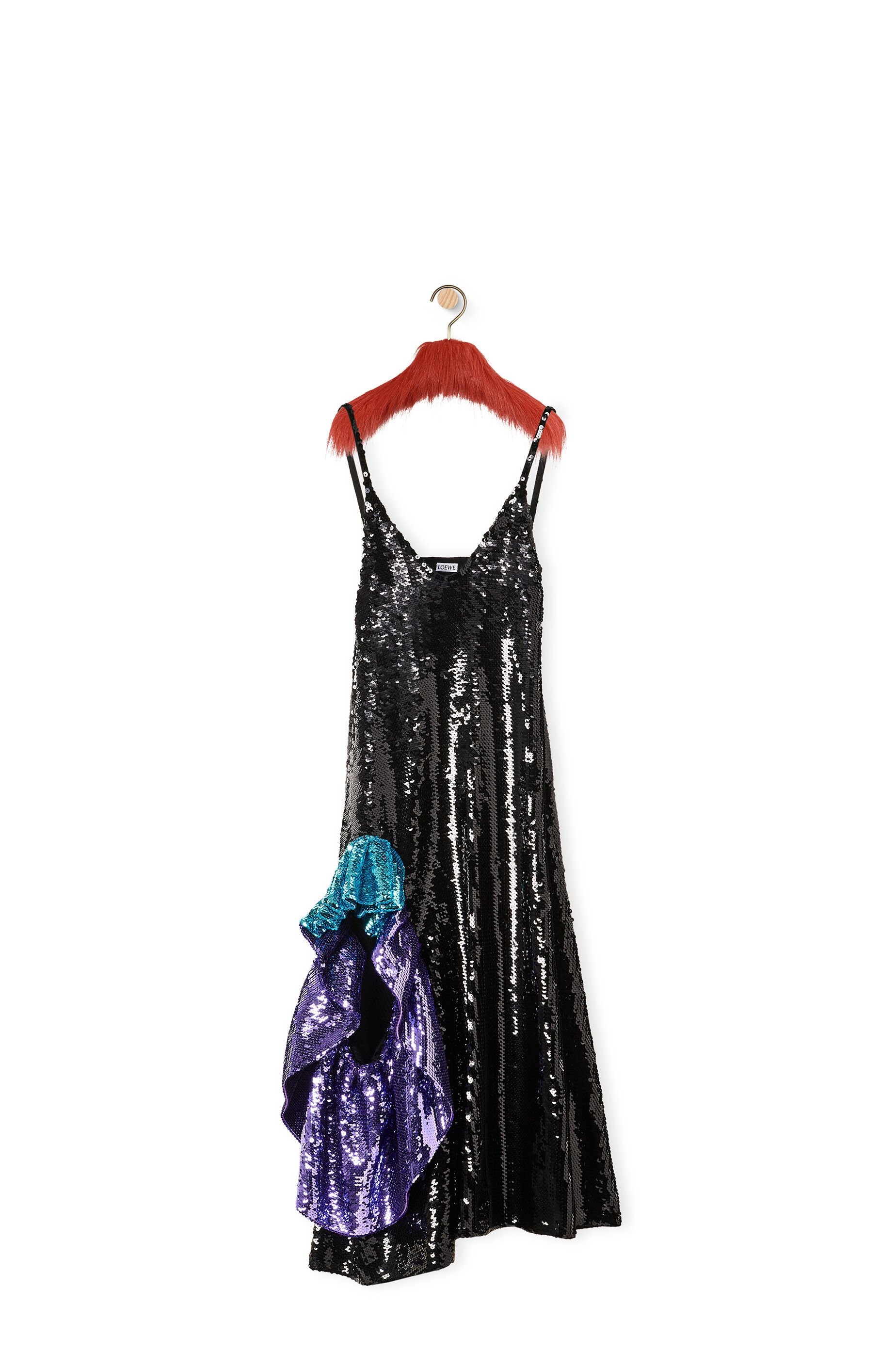 Sequin ruffle dress in wool - 1
