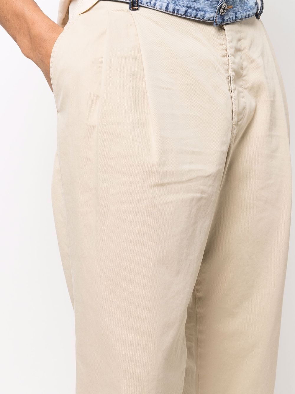 denim-waistband straight-leg trousers - 5