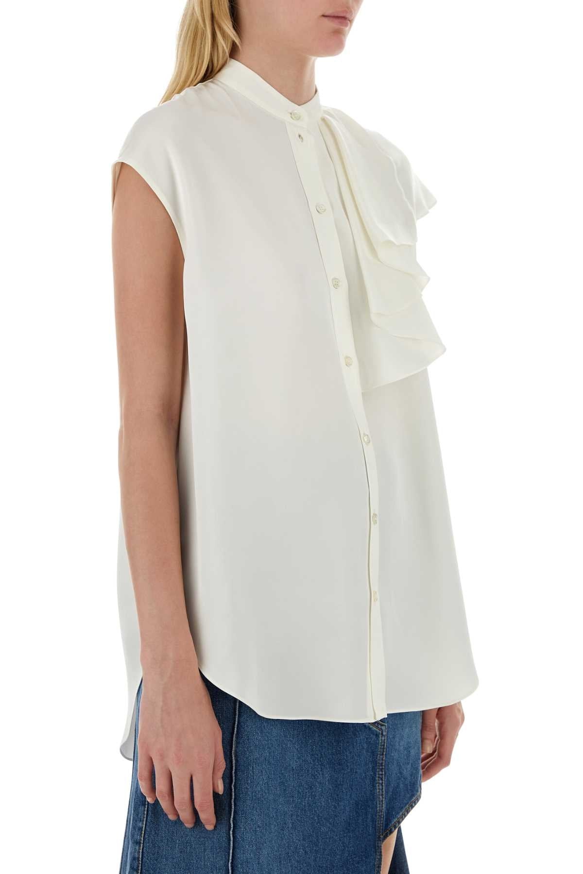 Alexander Mcqueen Women White Satin Blouse - 3