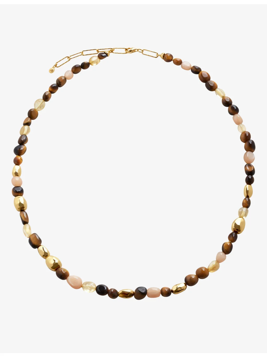Rio 18ct yellow gold-plated vermeil sterling-silver, peach moonstone, citrine and tigers-eye beaded - 1