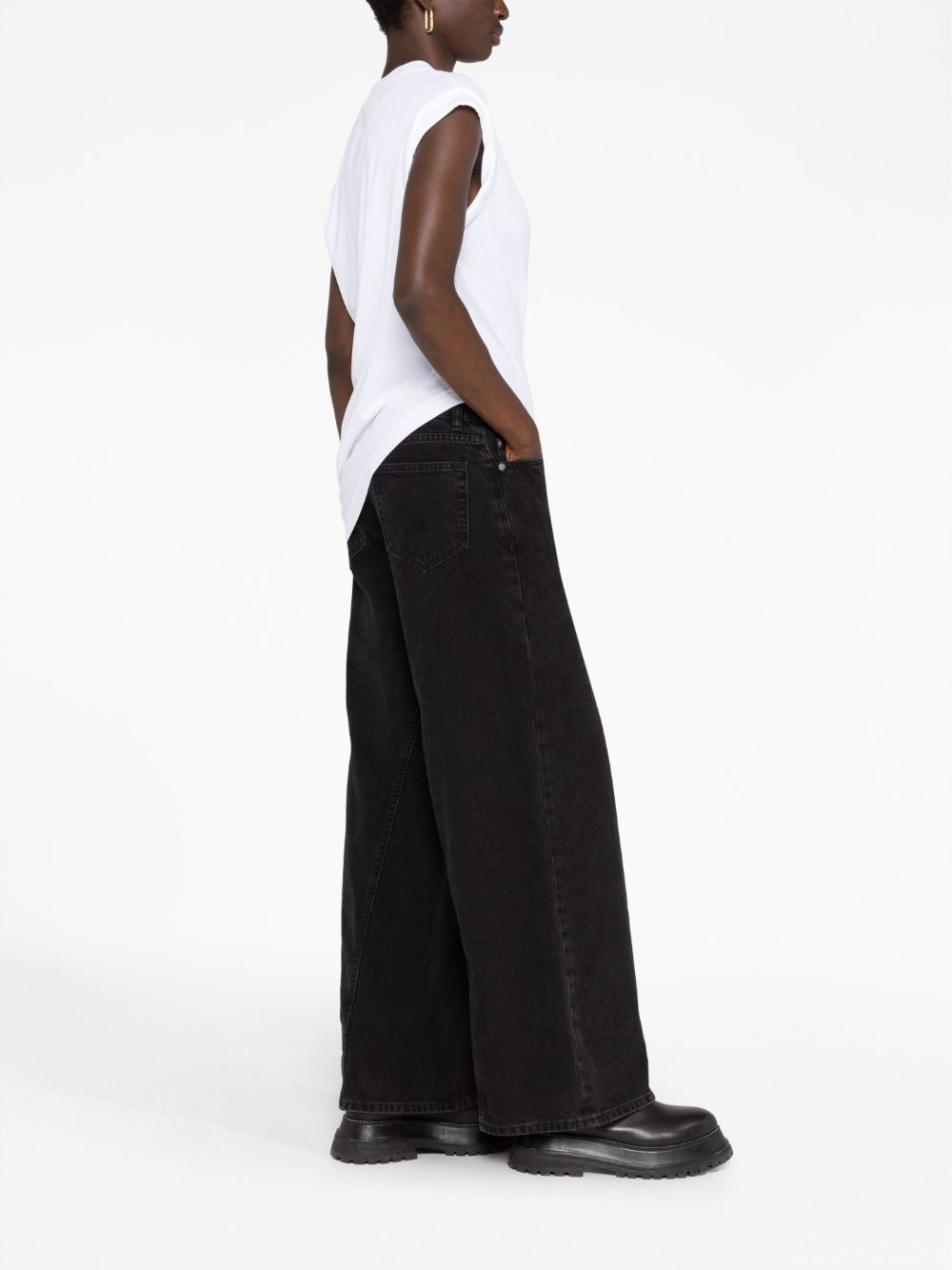 asymmetric cotton T-shirt - 4