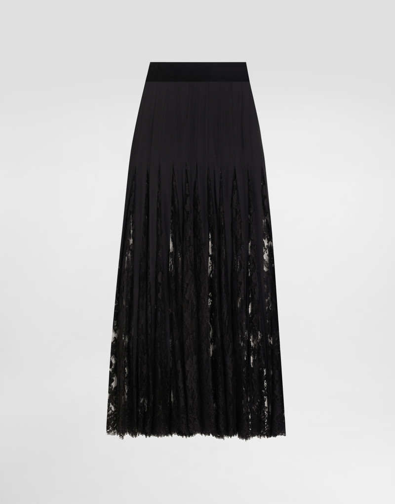 Charmeuse midi skirt with Chantilly lace inserts 1