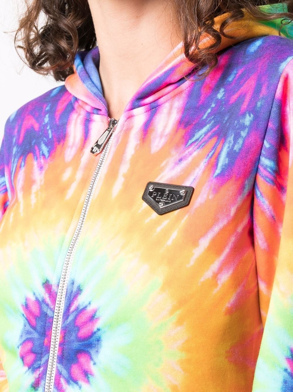 logo-print tie-dye zipped hoodie - 5