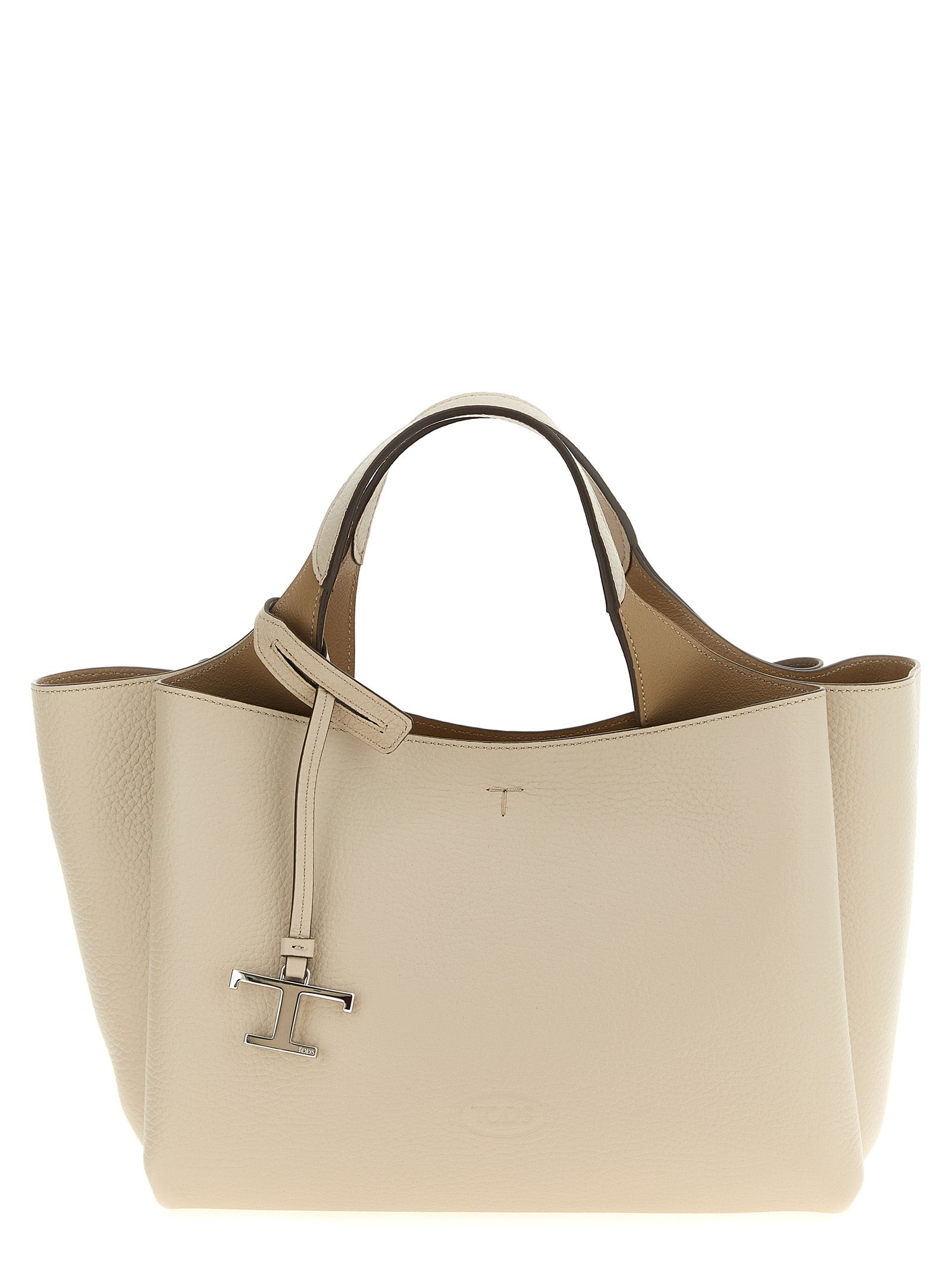 Mini Leather Handbag Hand Bags Beige - 1