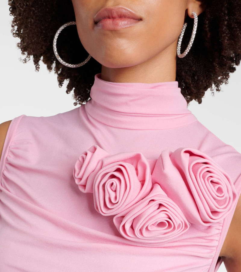 Floral-appliqué jersey midi dress 5