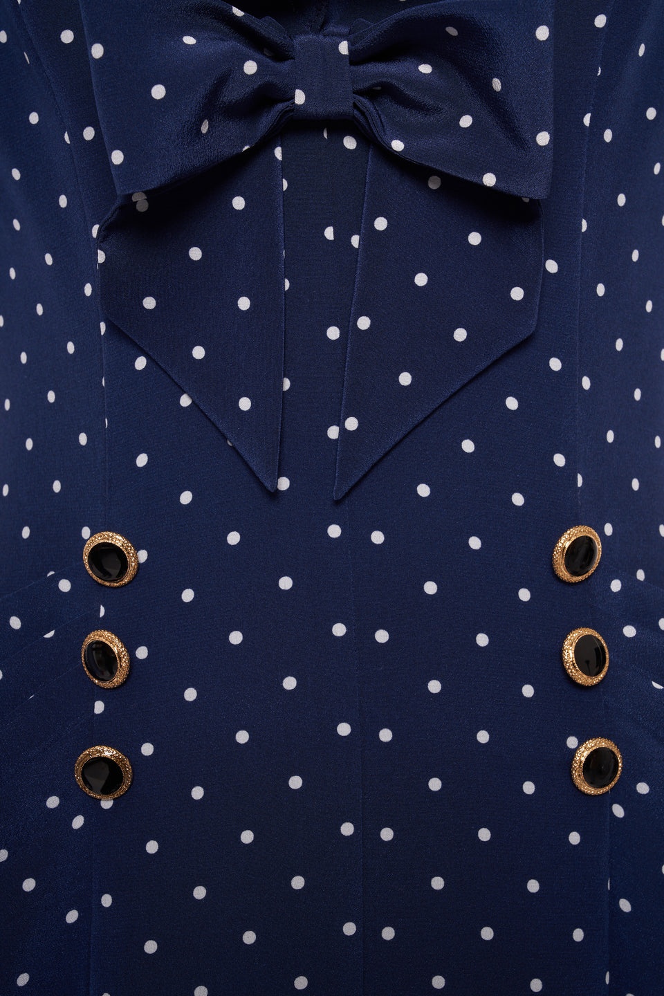 POLKA DOT PRINT SILK DRESS WITH RUFFLE AND BOW - 3