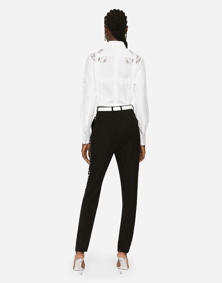 Poplin shirt with lace openwork - 3
