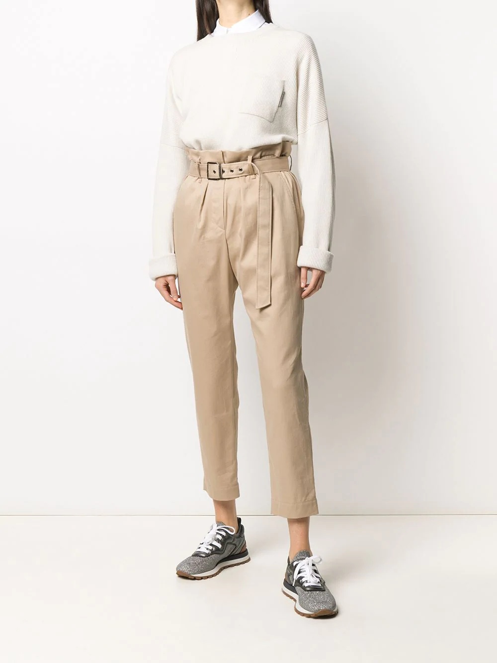 belted straight-leg trousers - 2