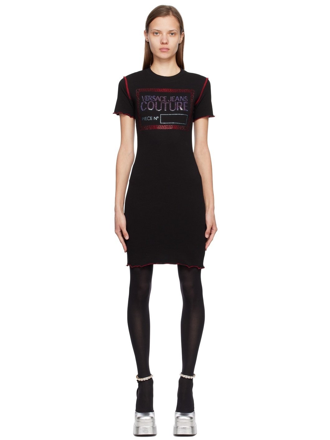 Black Crystal-Cut Minidress - 1