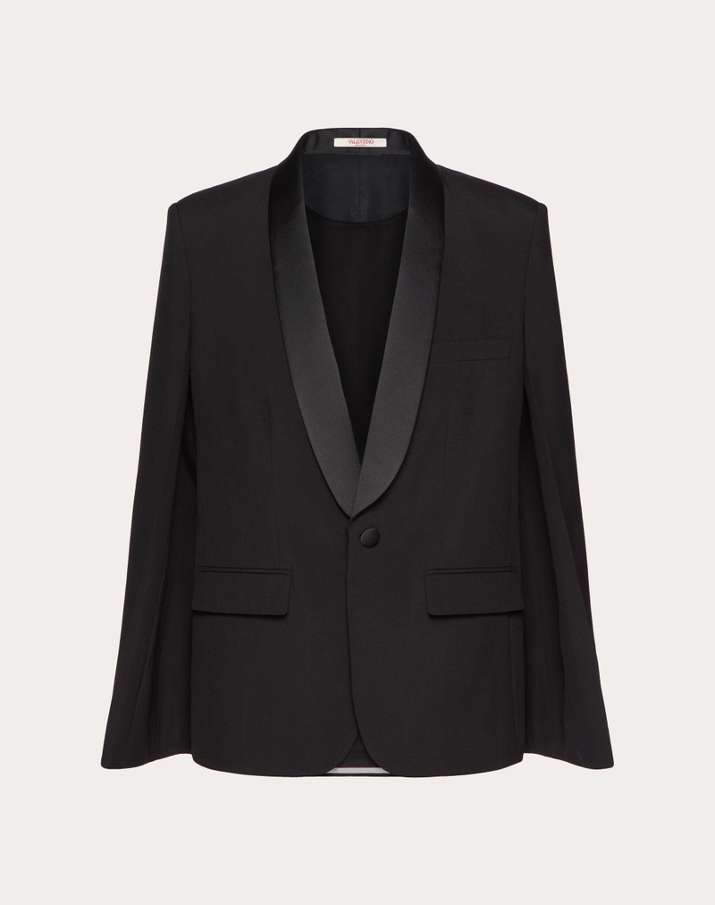 WOOL CAPE JACKET WITH INNER CHIFFON BIB 1