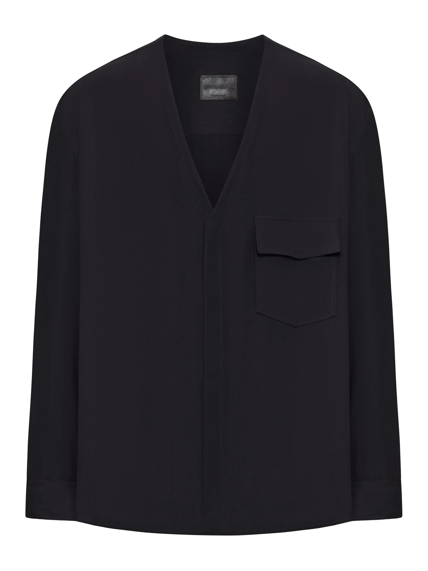 VISCOSE BLOUSE WITH V-NECK AND PATCH POCKET - 1