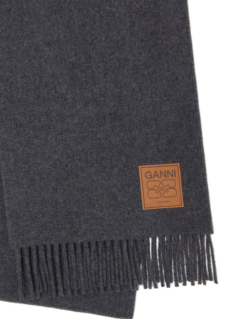 logo-patch fringed scarf - 2