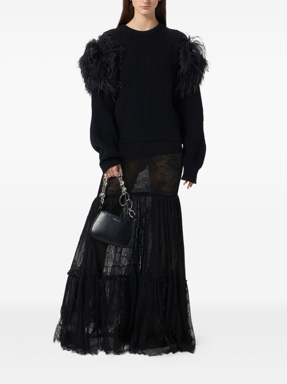 feather-embellished knitted sweater - 2