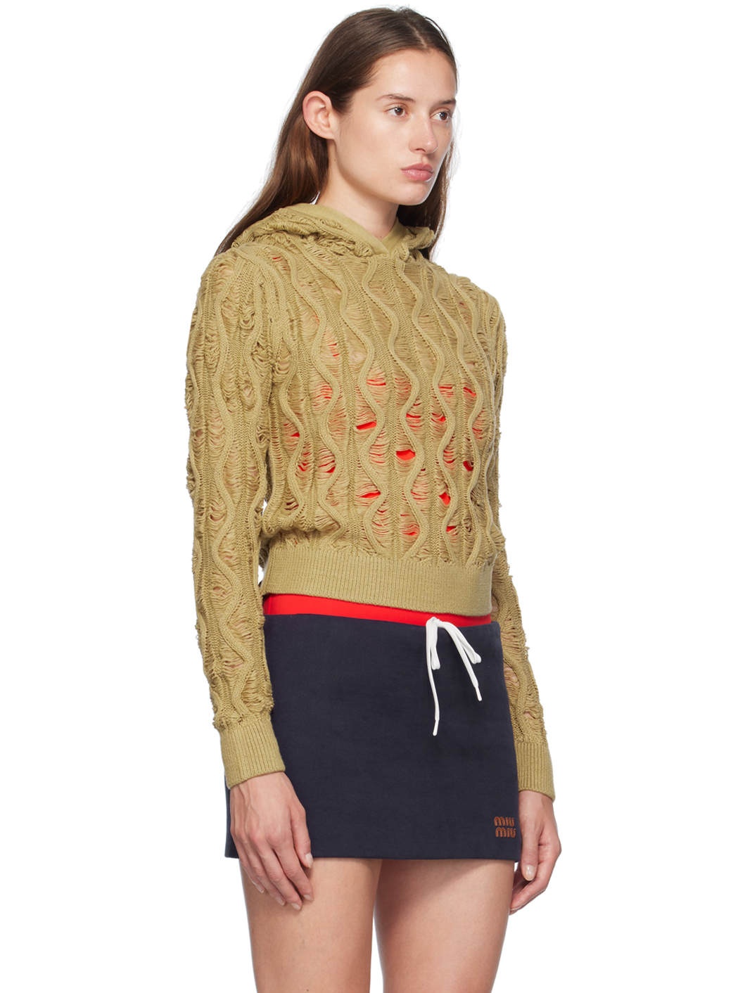 Beige Fudgy Sloping Hoodie - 2