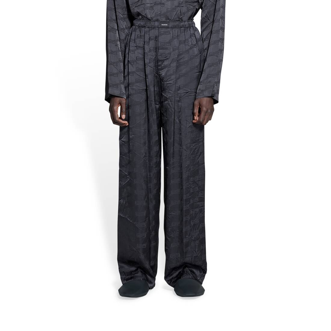Men's Bb Monogram Jacquard Pyjama Shorts in Black - 5