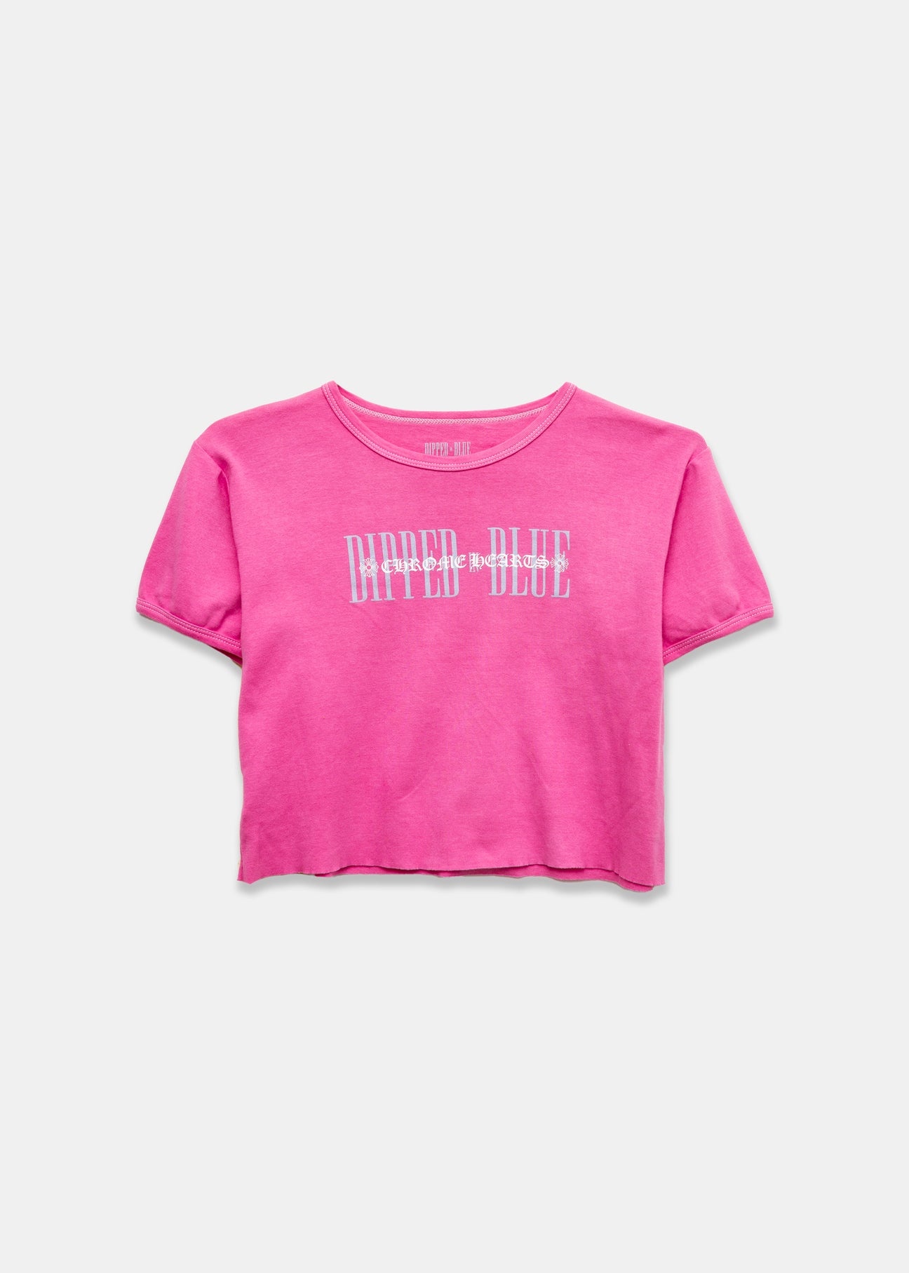 Chrome Hearts CH Dipped in Blue Pink Womens Cropped Tee - 1