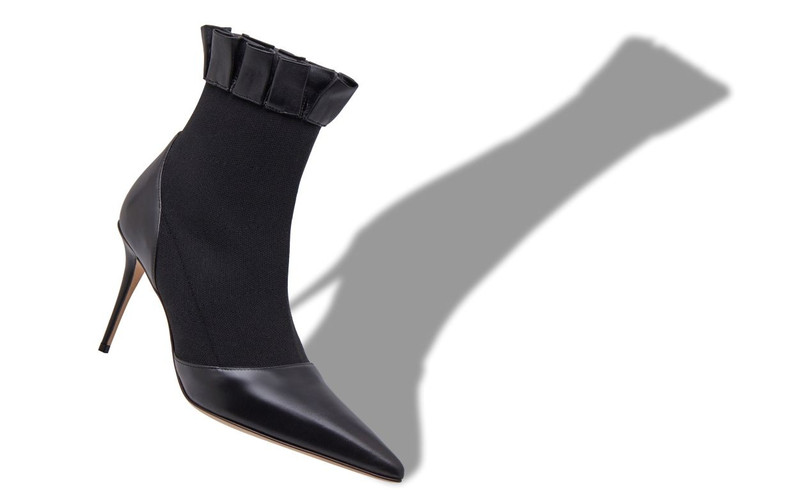 Manolo Blahnik Black Nappa Leather Ankle Boots outlook