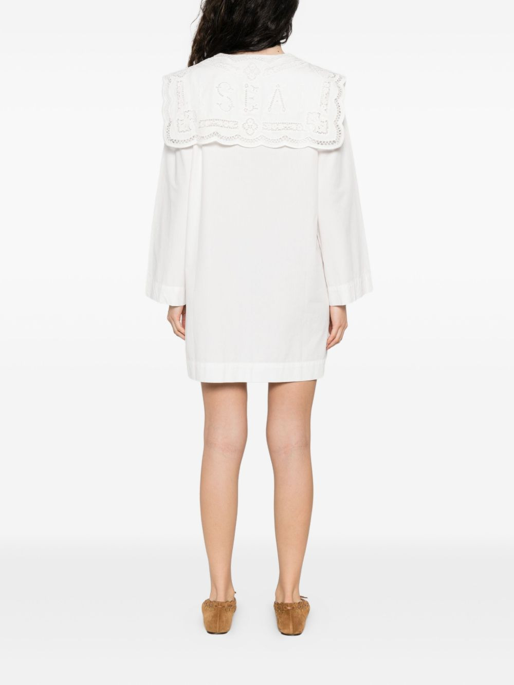 lace-collar tie-front dress - 4