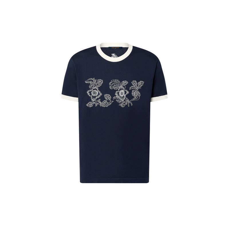 Graphic Intarsia Short-Sleeved Cotton Crewneck 1