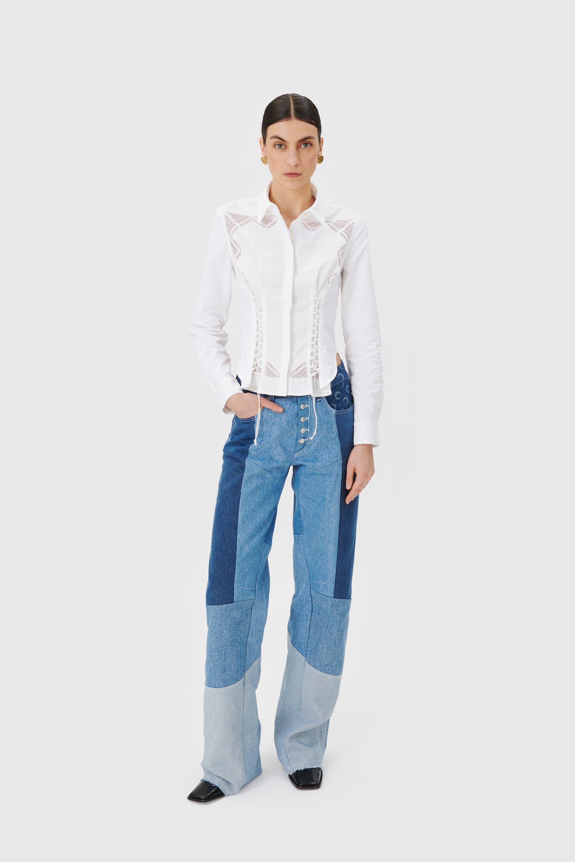 Regenerated Denim Flare Pants - 2