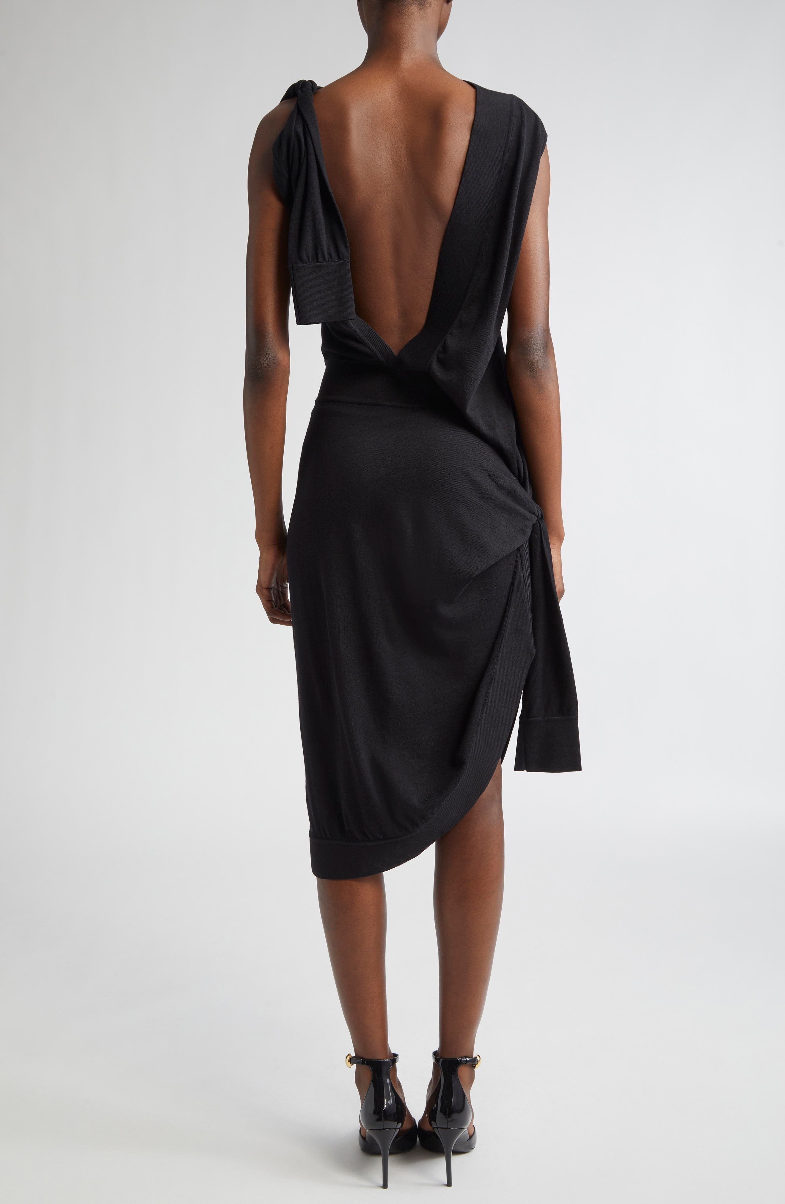 FERRAGAMO Asymmetric Knit Dress in Nero at Nordstrom - 2