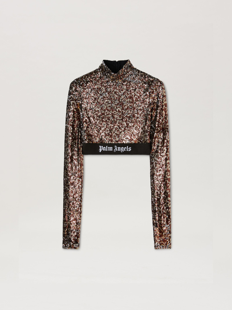 Logo Tape Sequins Top - 1